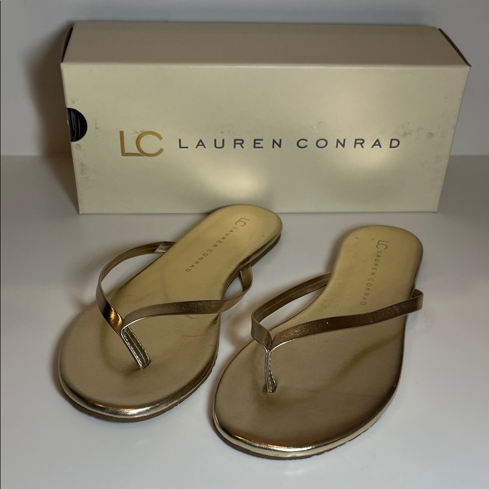 LC Lauren Conrad Metallic Gold Sandals